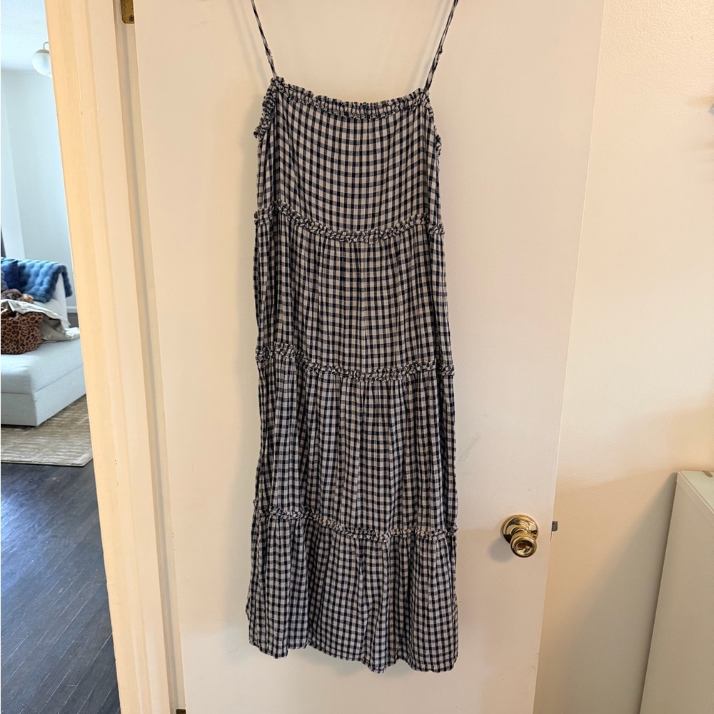 Blue and White Gingham Maxi Dress